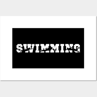 Swimming cool art with silhouette pose Posters and Art